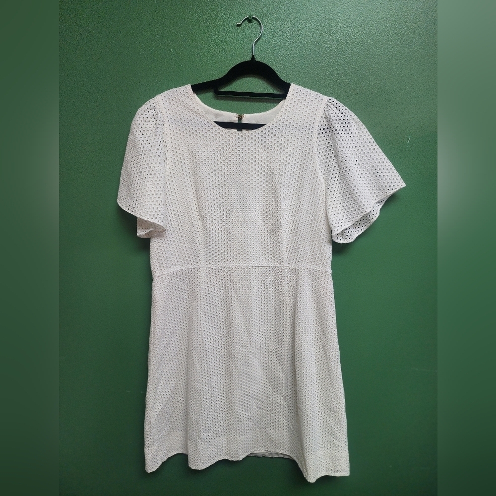 J.Crew White Eyelet Short Sleeve Dress | Size 12 | Classic Summer